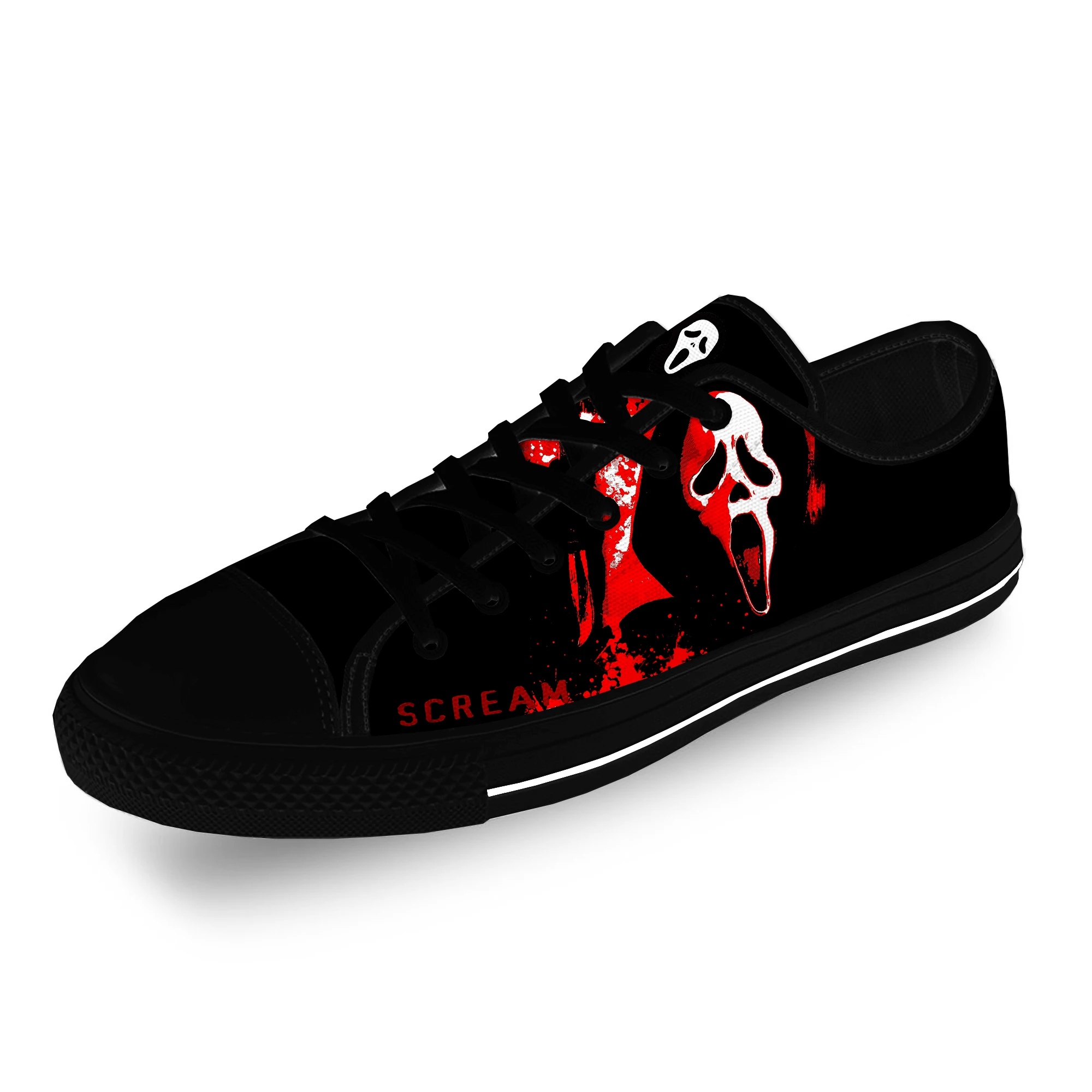 Hot Movie Scream Ghostface Horror Casual Cloth Fashion 3D Print Low Top Canvas Shoes Men Women Lightweight Breathable Sneakers