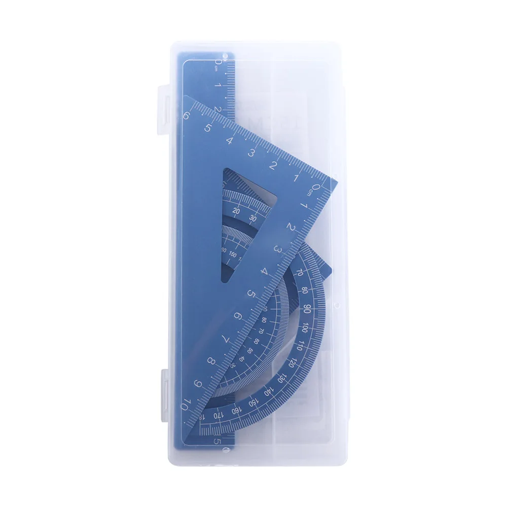 

High quality School Measurement Maths Compass Aluminium Ruler Set Drafting Supplies Metal Rulers Examination Stationery