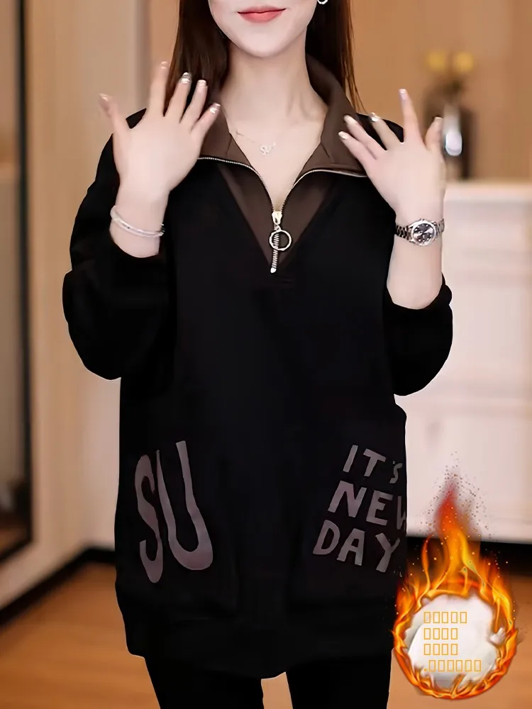 

Женская утепленная флисовая толстовка на молнии средней длины с длинными рукавами, зимняя теплая, модная, уличная, с закрытым низом.