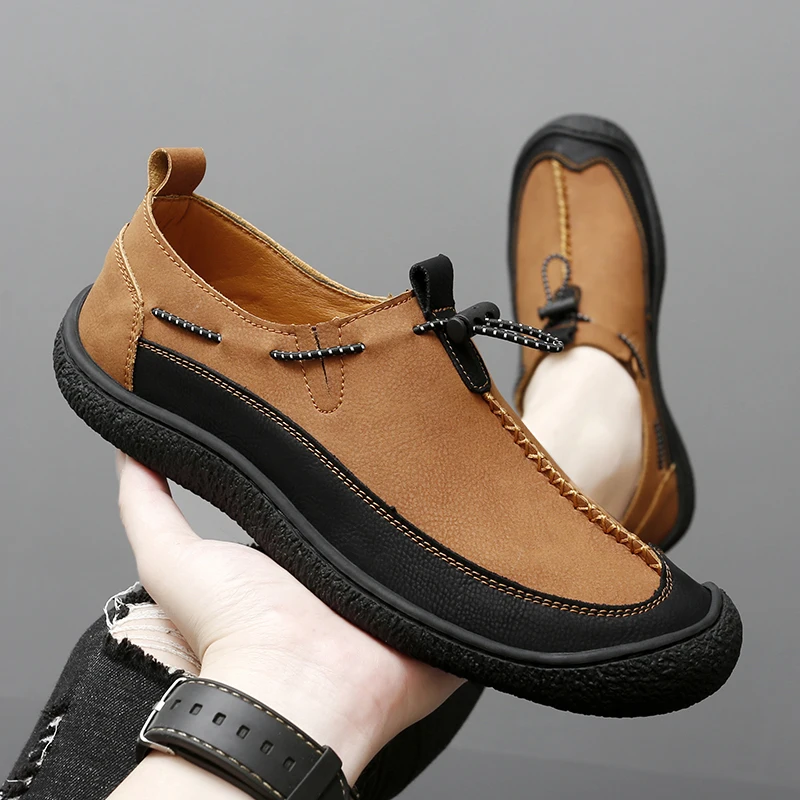 

Новая весенняя мужская удобная противоскользящая повседневная спортивная обувь, сшитая вручную мужская модная и универсальная уличная повседневная обувь для вождения