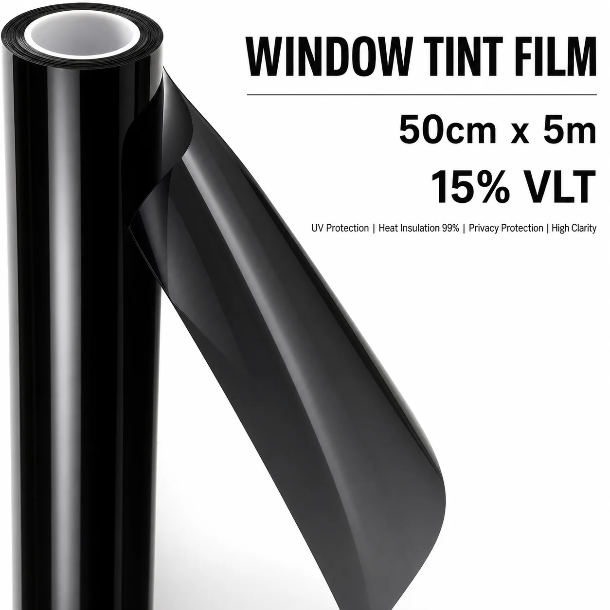 

15% VLT Dark Smoke Nano Ceramic Car Window Tint Film 50cmX500cm Interior Guard Sun Shield Peel Drape Sun Shade Roll Auto Film UV