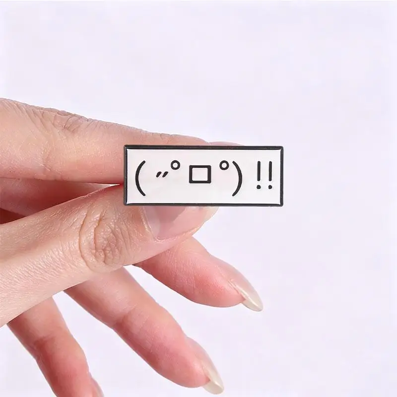 4pcs Kaomoji Enamel Pins Emoticon Text Faces Brooches Mood Expression Badges Minimal Anime Jewelry Gift for Friends