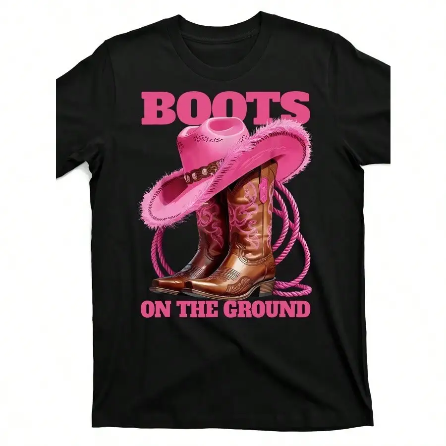 Niedliche lustige Stiefel auf dem Boden Linedance Western Cowboys Grafik-T-Shirt Grafik-T-Shirt Geschenk für Männer und Frauen – bequeme Baumwolle