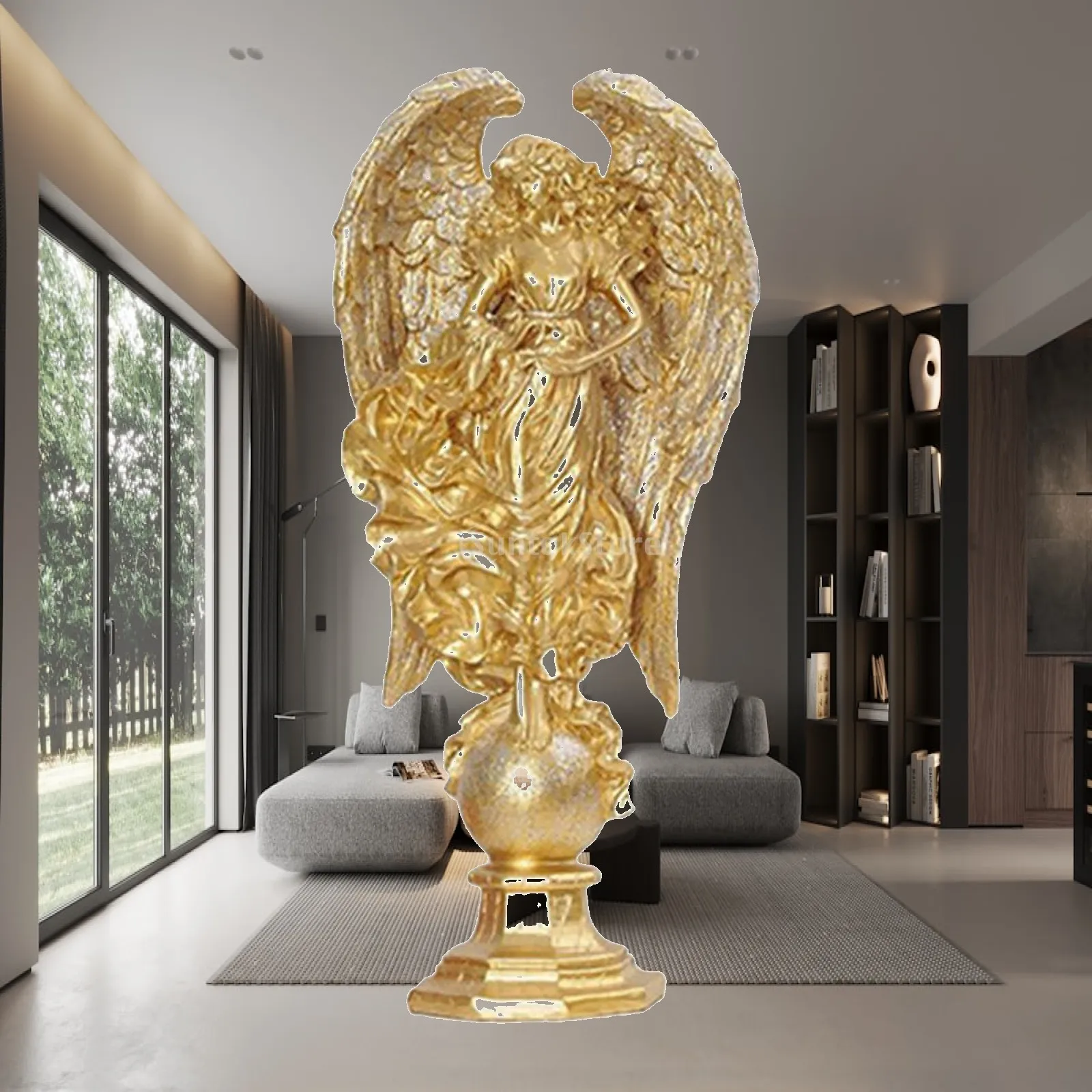 Angel Figurine Sculpture Resin Miniature Wing Statue for Coffee Shop Bar Tabletop Decor Luxury Home Ornament