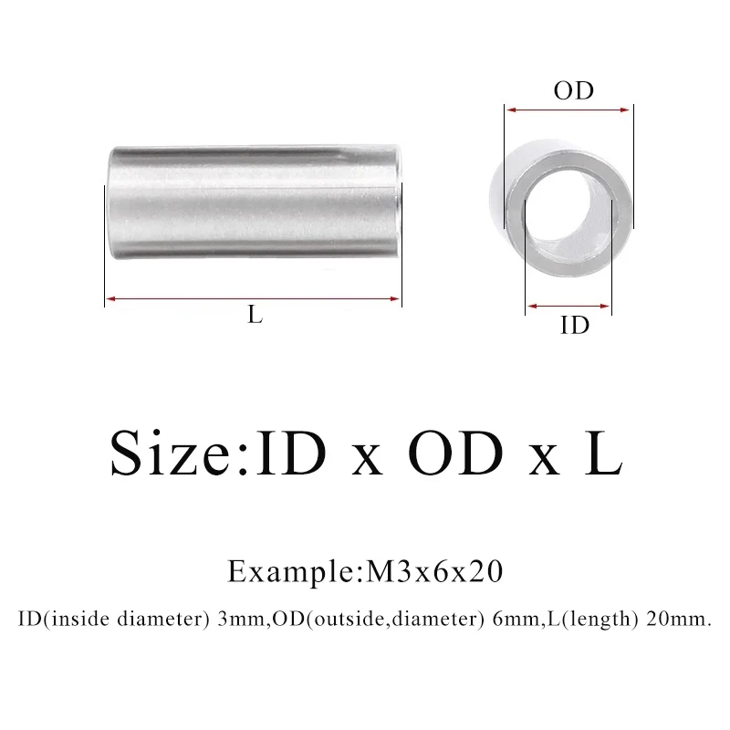 304 Stainless Steel A2 70 Round Hollow Unthreaded Spacer Sleeve Bushing Washer M2 M3 M3.5 Stand off Gasket Length 2mm to 20mm