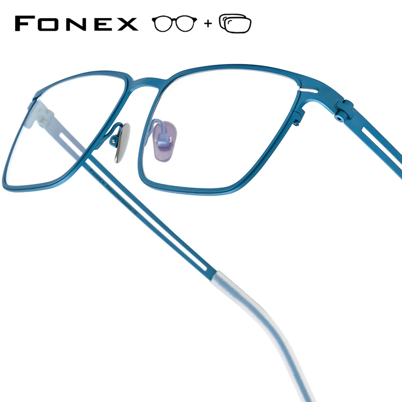 FONEX Progressive Prescription Glasses Custom Photochromic Myopia Optical Lens Eyewear Men Square Eyeglasses Titanium Frame 5779