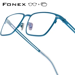 FONEX Progressive Prescription Glasses Custom Photochromic Myopia Optical Lens Eyewear Men Square Eyeglasses Titanium Frame 5779