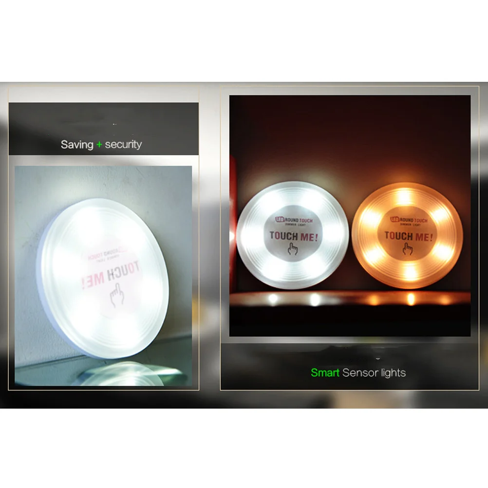

6-LED Round Touch Sensor Light Dimmable for Closet Kitchen Cabinet Eye- Control Lamp Decoration Home Use LED