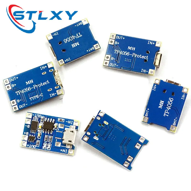 Stlxy 5PCS TYPE-C Connector TP4056 +Protection Dual Functions 5V 1A Micro USB 18650 Lithium Battery Charging Board Charger Modul