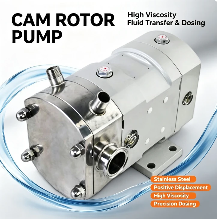 Stainless Steel Cam Rotor Pump Head Food Grade Honey Viscous Liquid Delivery Double Rotor Pump Round Inlet And Outlet Port
