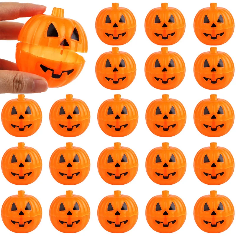 Halloween Pumpkin Plastic Candy Box Gift Snacks Storage Box DIY Gifts Treat Boxes Packaging Container for Halloween Party Decor