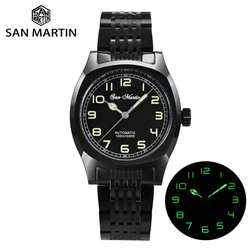 San Martin 38mm Original Design DLC Plating Black Vintage Sports Simple Military Style Classic Luxury Men Mechanical Watch 10Bar