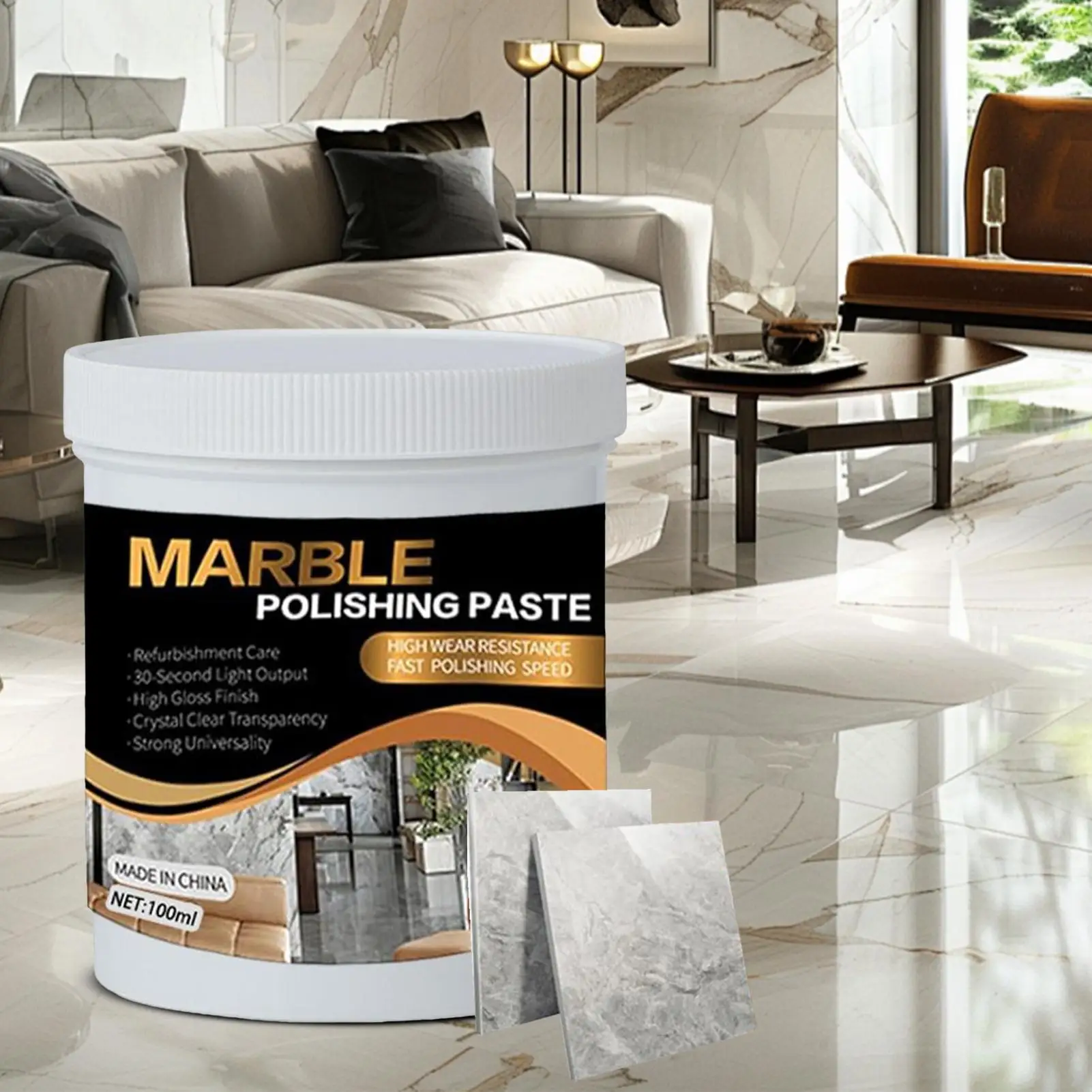 Pasta de polimento de mármore 100ml, telha de chuveiro, limpador de pedra de mármore, removedor de manchas de pedra para vidro, cozinha, comercial, banheiro doméstico