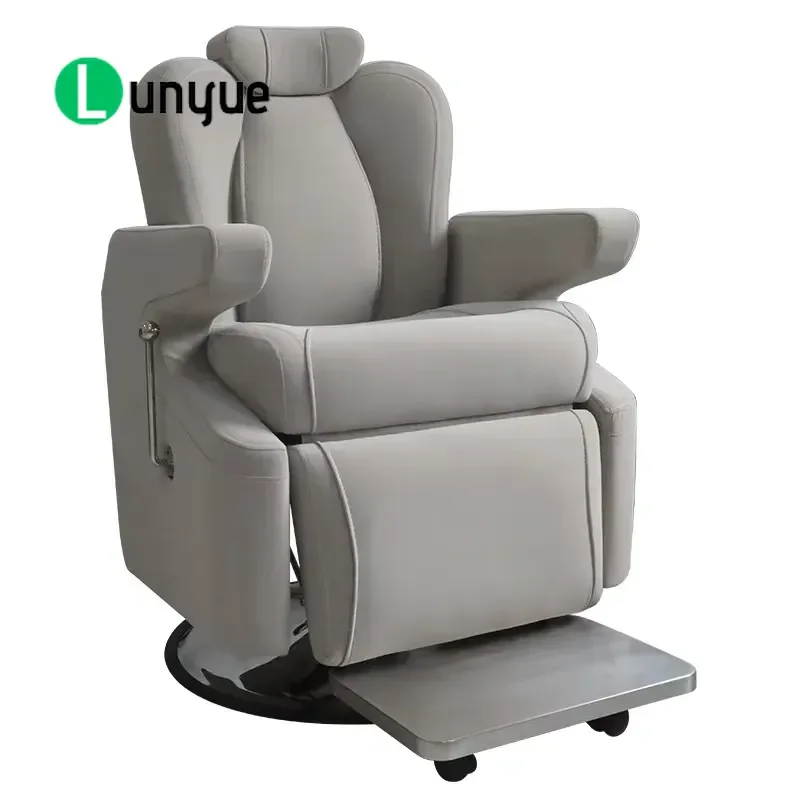 Semi Automatic Barber Chair Motorized Lift Furniture Heavy Duty Hydraulic Reclining Hairdressing Chair for Beauty Shop