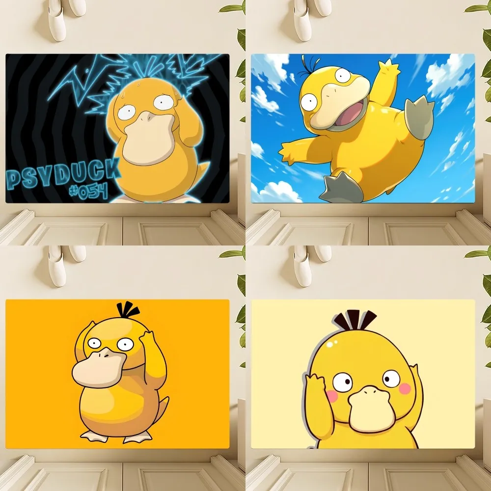 MINISO Pokemon Psyduck Floor Mat Bedroom Kitchen Door Bath House Super Absorbent Foot Non-slip