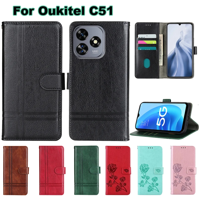 Book Phone Case for Oukitel C51 Funda Wallet Capa Protection Leather Coque Flip Cover For Carcasas Oukitel C51 Mujer Hoesje 6.8