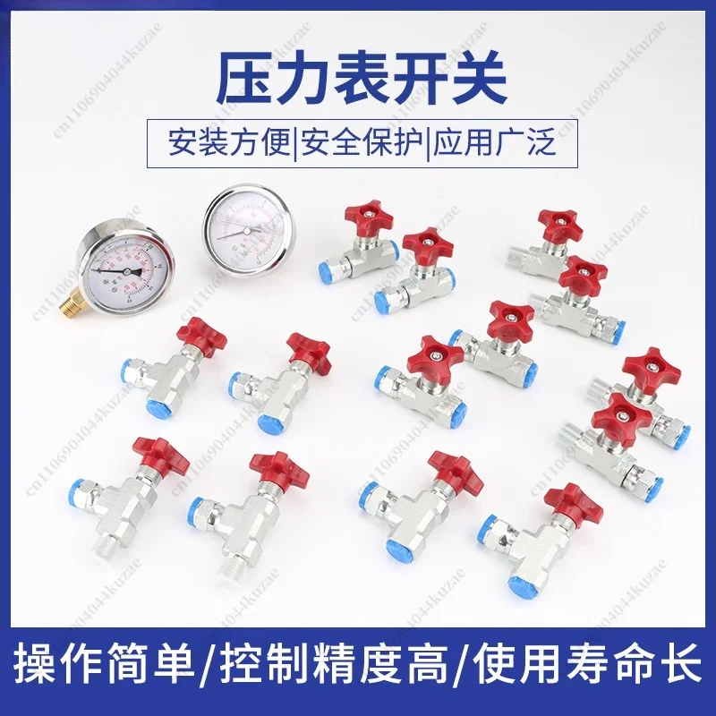 TF168 Mechanical Hydraulic Pressure Gauge with Needle Valve, Industrial Pressure Test Control Fitting