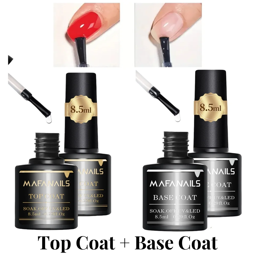 2PCS Base Coat & Top Coat Gel Polish Set High Gloss Finish Nail Art Gel Soak Off UV LED Nail Lamp Base Top Coat Nail Polish Kit*