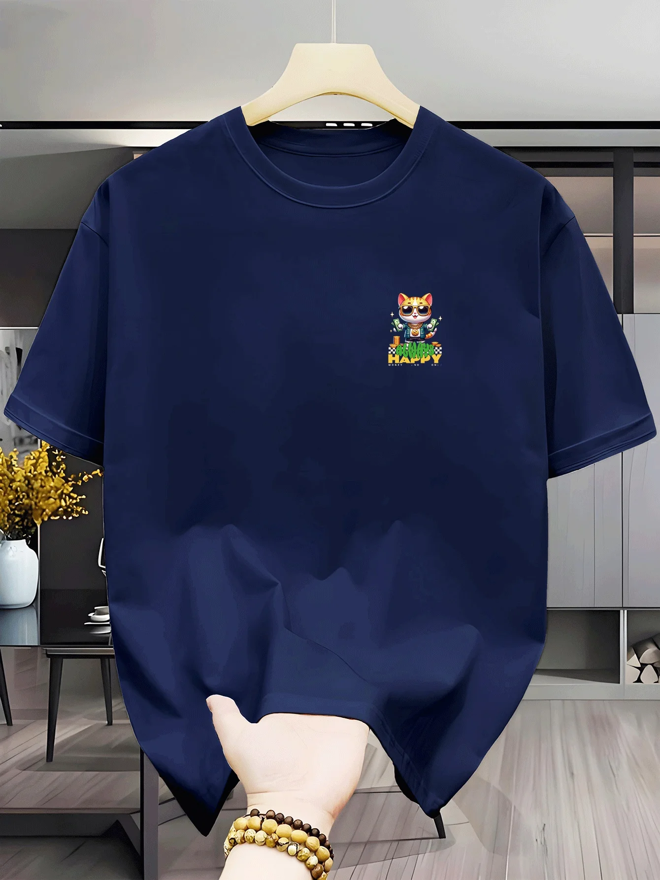 Men's Crew Neck Short Sleeve T-Shirt, Wear-Resistant, Natural Feel, Loose Fit, Stylish and Lightweight, Streamlined, Comfortable