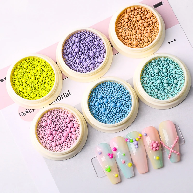 Piccoli macaron perline in acciaio ciondoli per unghie decorazione mini palline in metallo dimensioni miste unghie arte gioielli manicure accessori