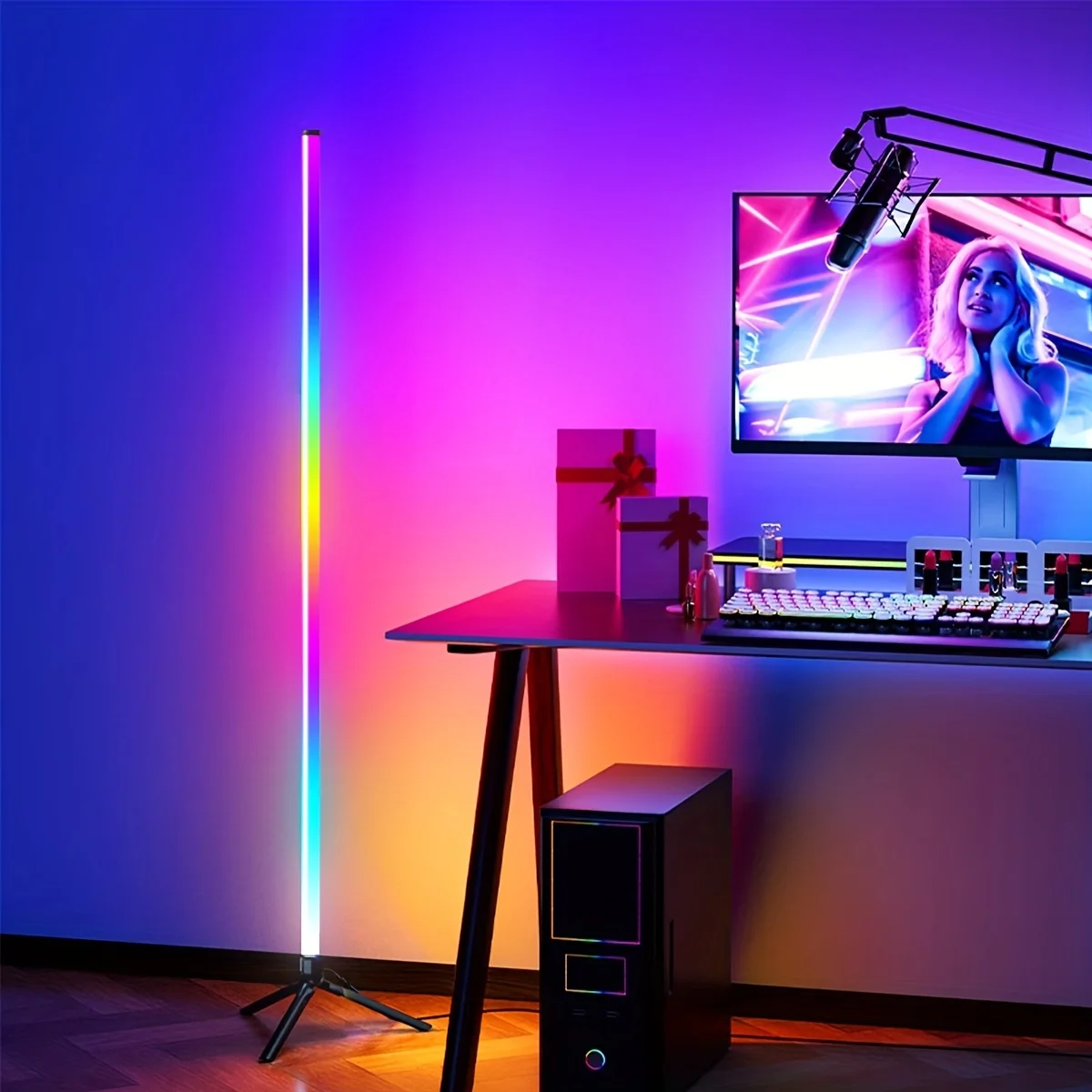 

LED Corner Corner Light, RGB Color Change, Floor Standing Light, USB Power Pickup Function with Rhythm Of Music to Beat Dimming