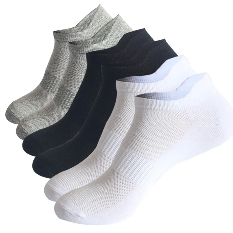 

6 Pairs Ankle Socks Womens and Mens Couple Student Cotton Ear New Plus Size Mesh Athletic Sports Running Solid Color Boat Socks