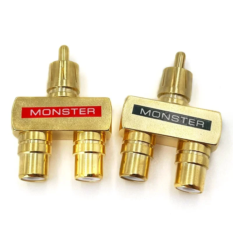 2/4/8PCS 3Way Gold Plated RCA Connector HIFI Audio Terminals RCA Male Plug To 2 RCA Female Socket Connectors for Audio Video