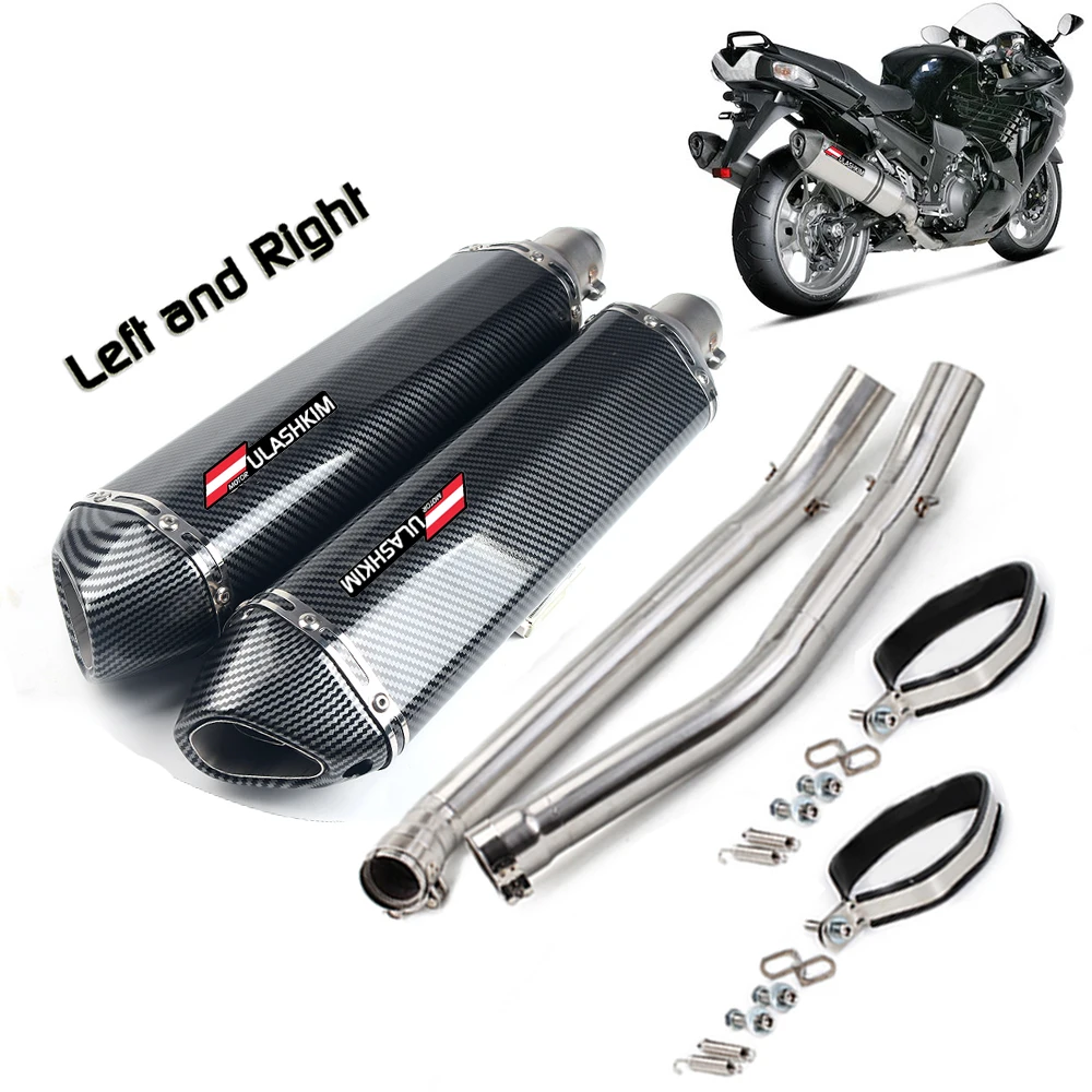 ZX14R Slip On Exhaust For Kawasaki Zx14r ZZR1400 Motorcycle Carbon Fiber Exhaust Muffler Escape Pipe Zx-141r Exhuast