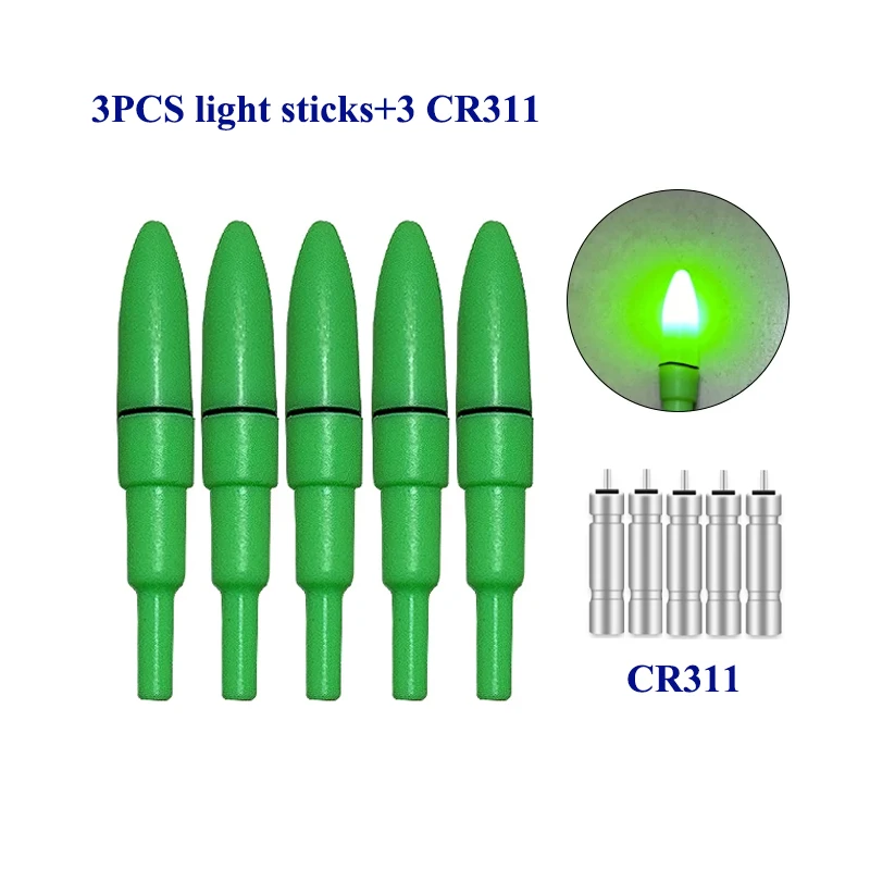 5PCS Luminous Floats Lightstick+5 CR311 Sea Fishing Luminous Glow Stick Light Weighted Glow Light Ocean Fishing Tools Accessorie