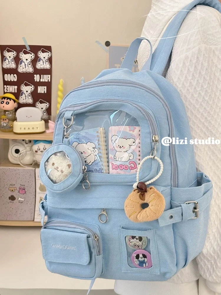 Borsa a doppia spalla grande Capaci Borsa dolorosa per craer di riso carina Borsa per libri per studenti Trasparente giapponese Sle Alto valore estetico