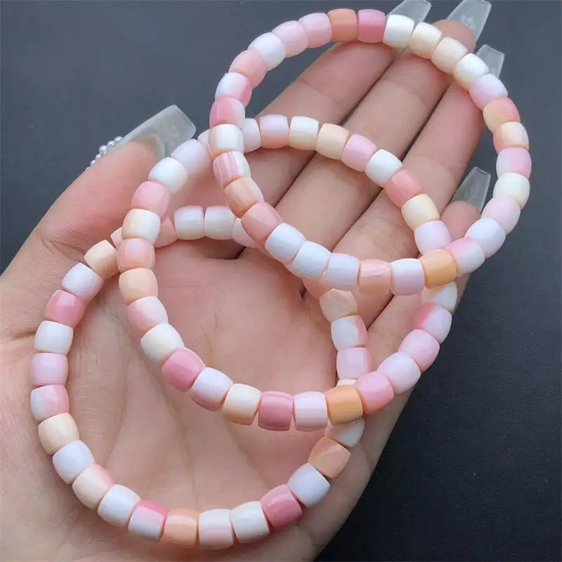 6.8MM Natural Aliger Gigas Shell Bracelet Healing Crystal Charm Bracelets for Women Energy Jewelry Gift 1PCS