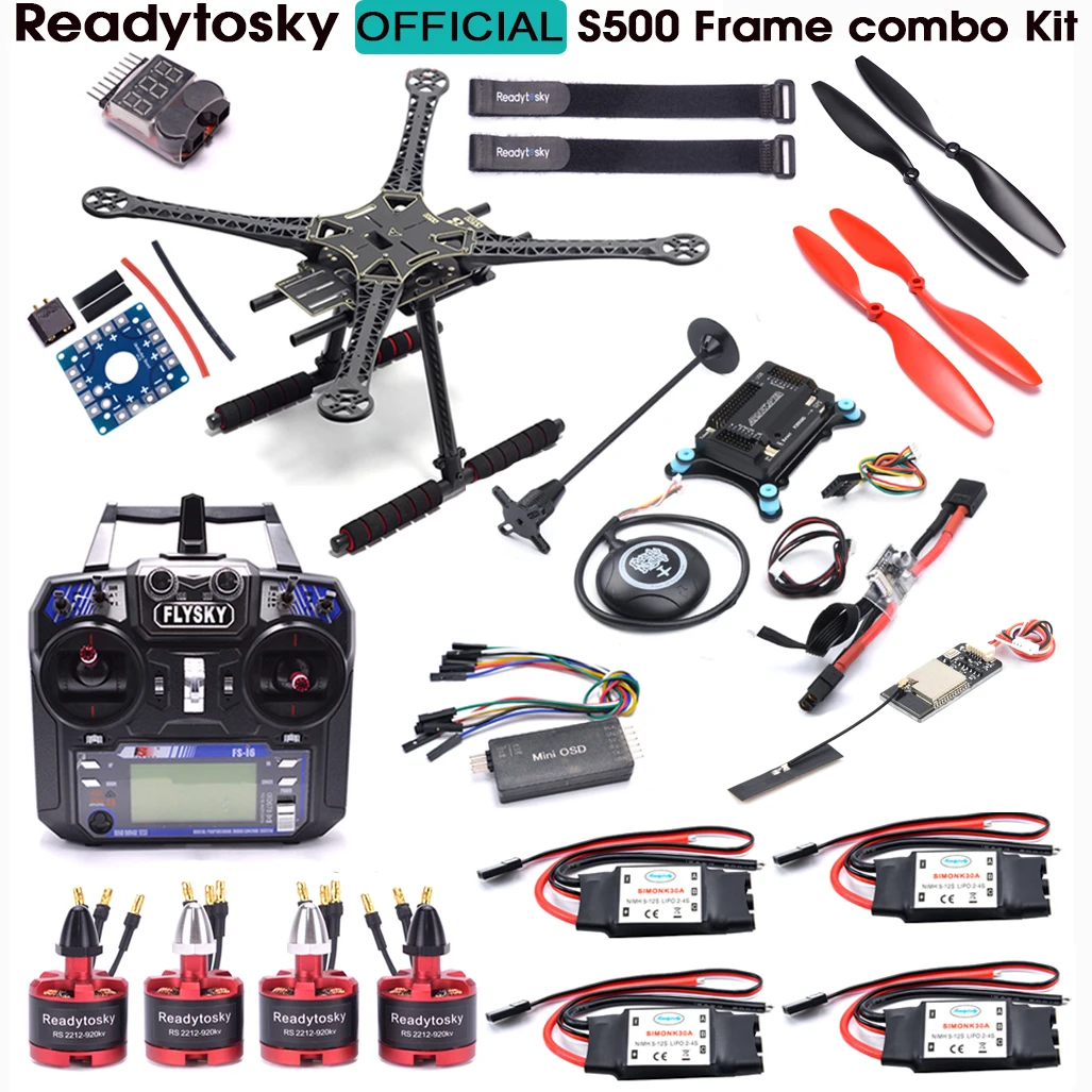 

Flysky i6 S500 Multi-Copter Quadcopter PCB APM APM2.8 Flight Controller M8N 8N GPS 2212 920KV Motor 30A Simonk ESC Super Combo