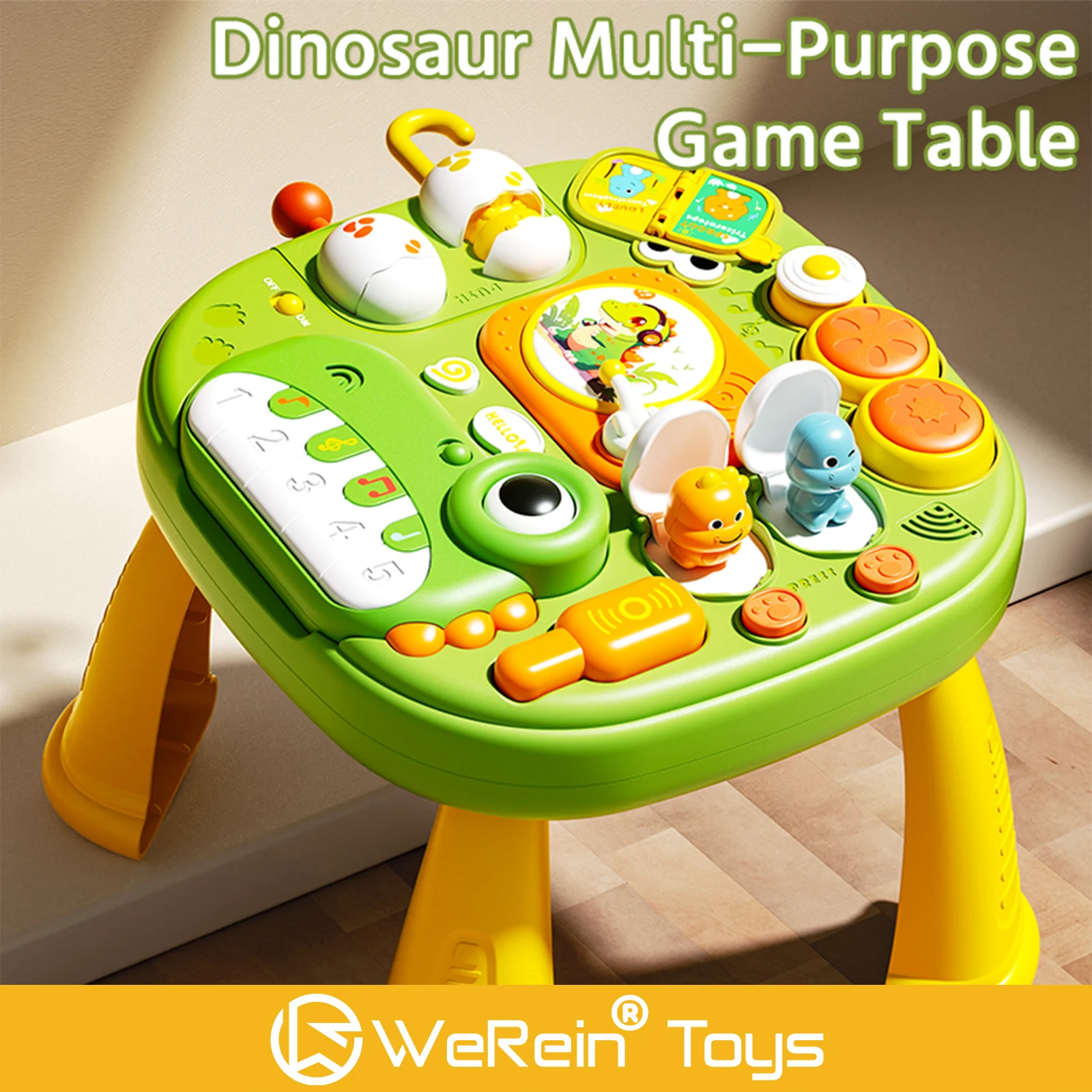 Boîte occupée sur le thème des dinosaures pour nourrissons et tout-petits, avec mécanisme de cache-cache musical, jouet éducatif pour plusieurs voies de jeux