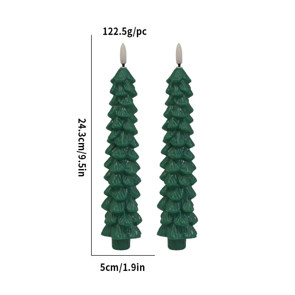 1 Pair Flameless Christmas Tree Shape Light Elegant Exquisite Flameless Taper Candles Funny Safety LED Candle Lamp New Year