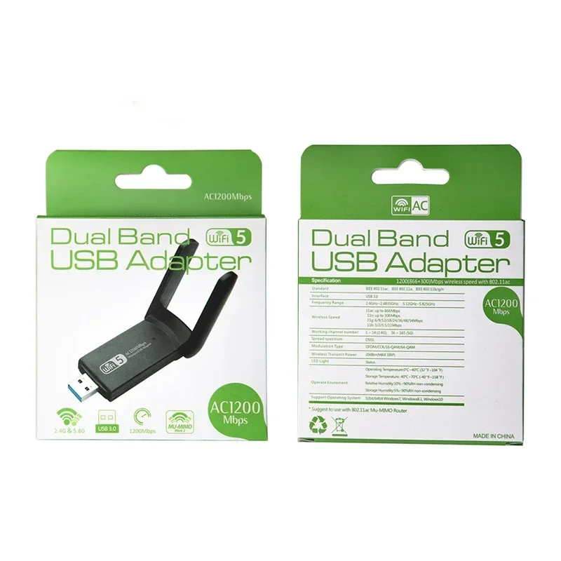 2,4G 5G 1200 Мбит/с Usb Беспроводная сетевая карта Адаптер Антенна AP Wi-Fi Двухдиапазонный Wi-Fi Usb 3.0 Lan Ethernet 1200M