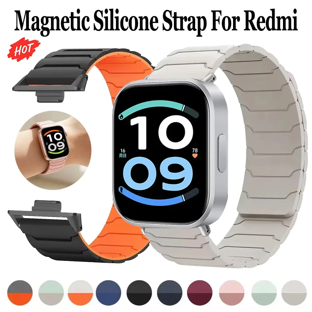 Sports Silicone Strap For Redmi Watch 6 Active 6 Lite 6 5 4 Magnetic Bracelet Xiaomi Mi Band 10 Pro/9 Pro/8 Pro Watchband Correa