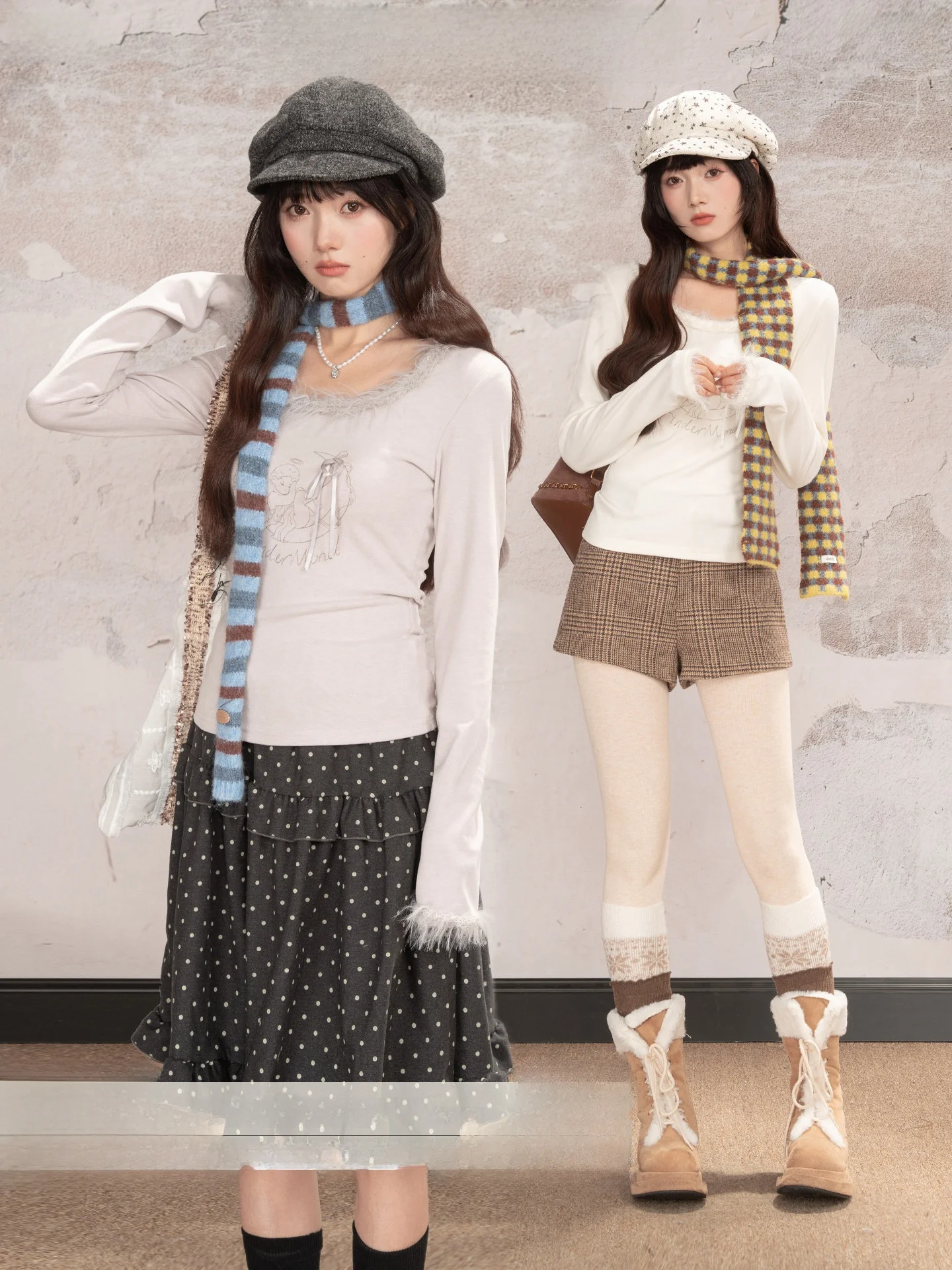 

Loveheynew Plu Long Sve round Ne T-irt Women's Slim Fit oulder Casual Sle Winter Top Purple Taro Root Color