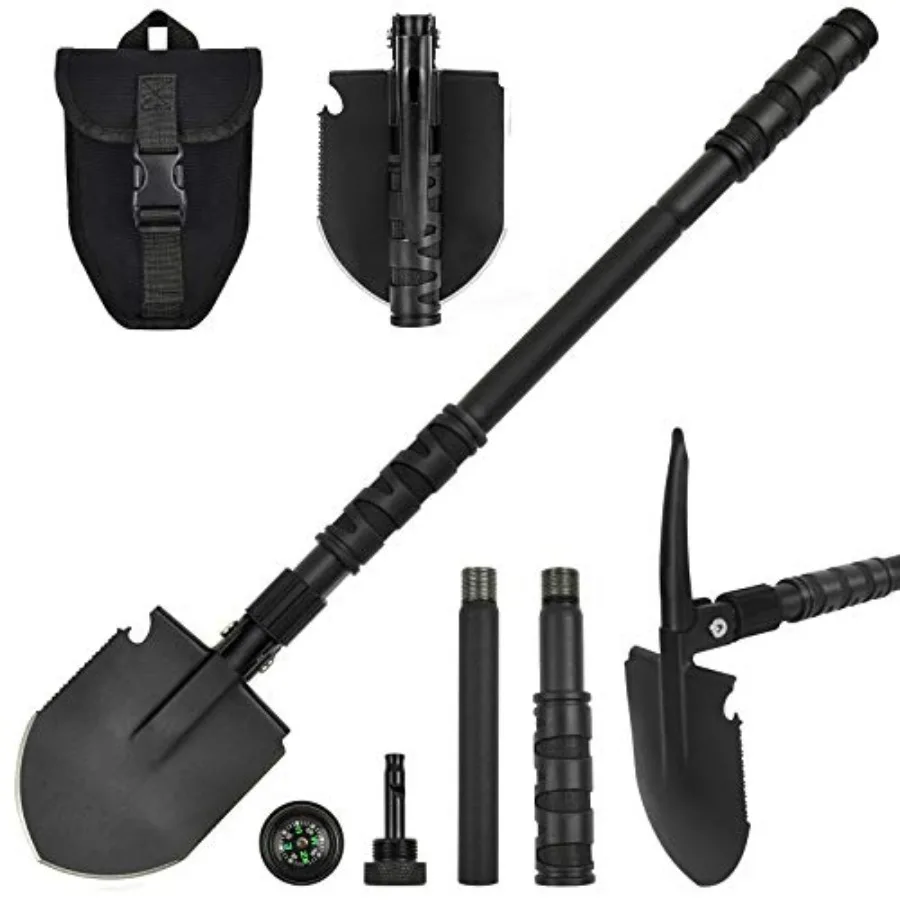 

Camping Shovel, Survival Off Road E Tool Folding Shovel with Pickaxe, Portable Bag, High Carbon Steel, for Digging, Backpacking