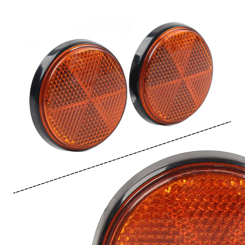 Motorbike 2Pcs Round LED Reflector Tail Light Brake Turn Signal Lamp M5 For Bicycle Scooter Truck ABS Yellow