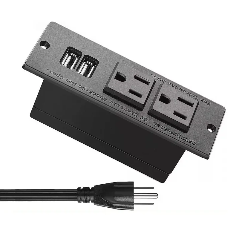 

USB Power Strip Desktop Socket Embedded American Standard Concealed Installation Office Furniture Hidden Desktop Computer Desk