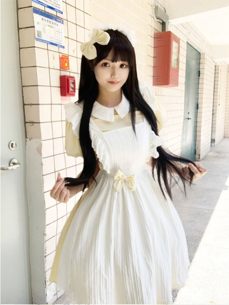 

Japanese Sweet Lolita Maid Dress Cosplay Performance Dress White Dress Lace Lace Long Style Daily Japanese Classic