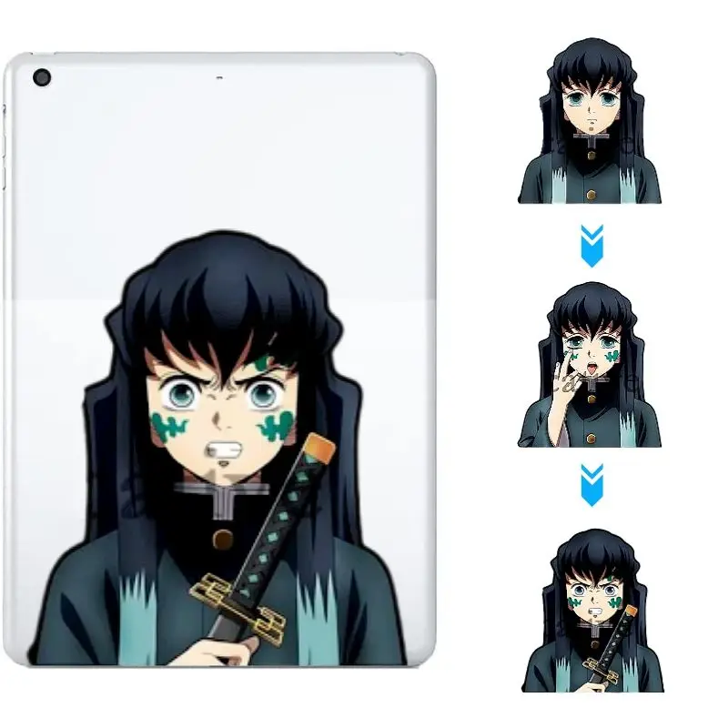 Demon Slayer, Waterproof 3D Gradient Illusion Stickers, Grating Card, Nezuko Tanjiro Kuroshita Computer Mobile Car Stickers