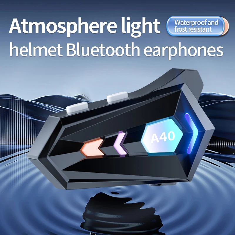 

A40 Motorcycle Helmet Bluetooth Headset BT5.3 Waterproof 500mAh Battery Music Player Handsfree Rider Wireless Earphone