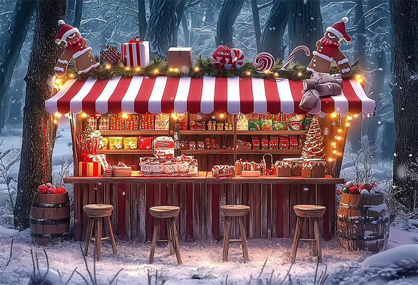 Фон Mehofond Рождественский красный торт бар детский портрет Рождество Снежный лес пейзаж подарок блестящие чулки фото фон для студийной фотосъемки