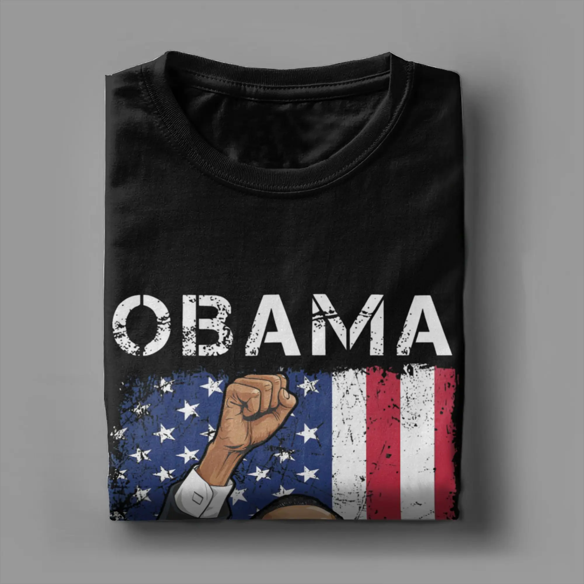 Men Barack Obama 2028 American Flag T Shirts  Pure Cotton Tops Casual Short Sleeve Crew Neck Tees Plus Size T-Shirt