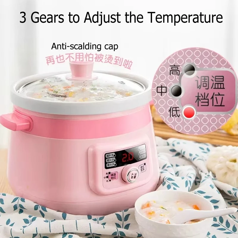 OEM Cheap Baby Slow Cooker Electric Crock Pot Stew Pot Slow Cooker With Ceramic Liner 110V 220V Automatic Health Mini Soup Maker view 3