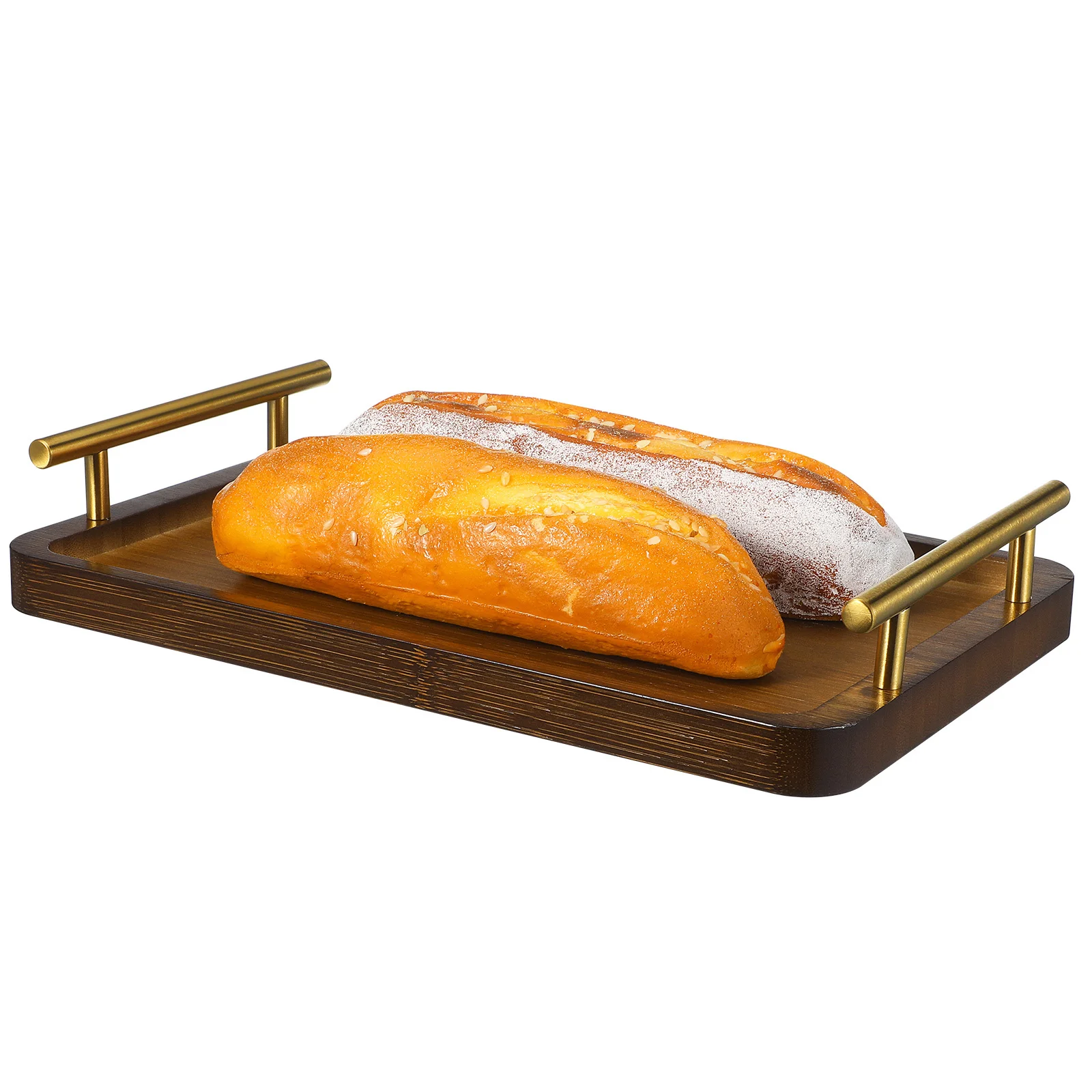 

Rectangular Bamboo Tea Tray with Handles Elegant Wood Serving Tray for Coffee Table Couch Breakfast Dinner Wood Trays for Food