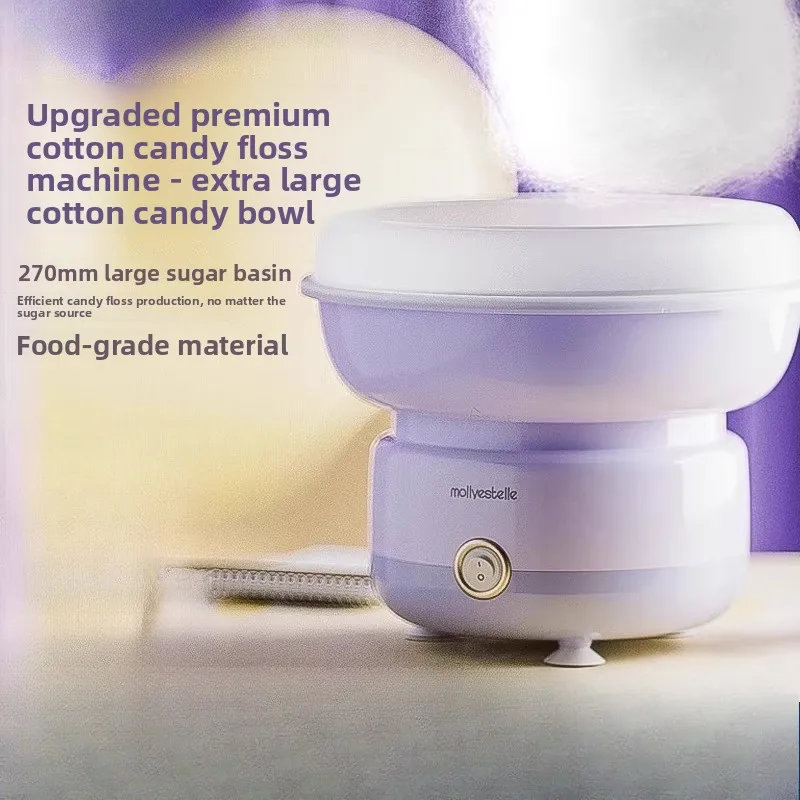 Mesin pembuat gulali kapas otomatis untuk hadiah Natal, ukuran kecil untuk rumah anak-anak, mesin gulali kapas komersial otomatis penuh, buatan tangan
