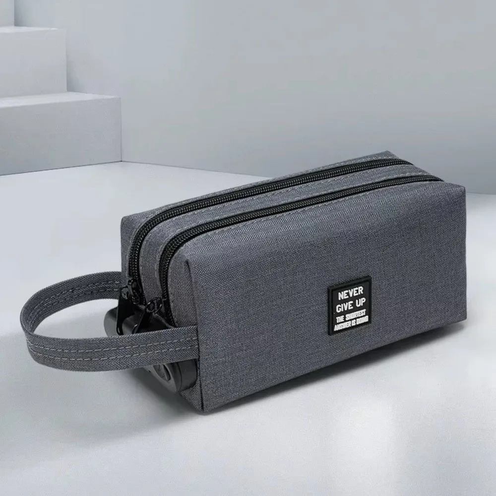 

Portable Canvas Pencil Case Large Capacity Anti-theft Pencil Bag Double Layer with Password Lock Stationery Case School Supplies