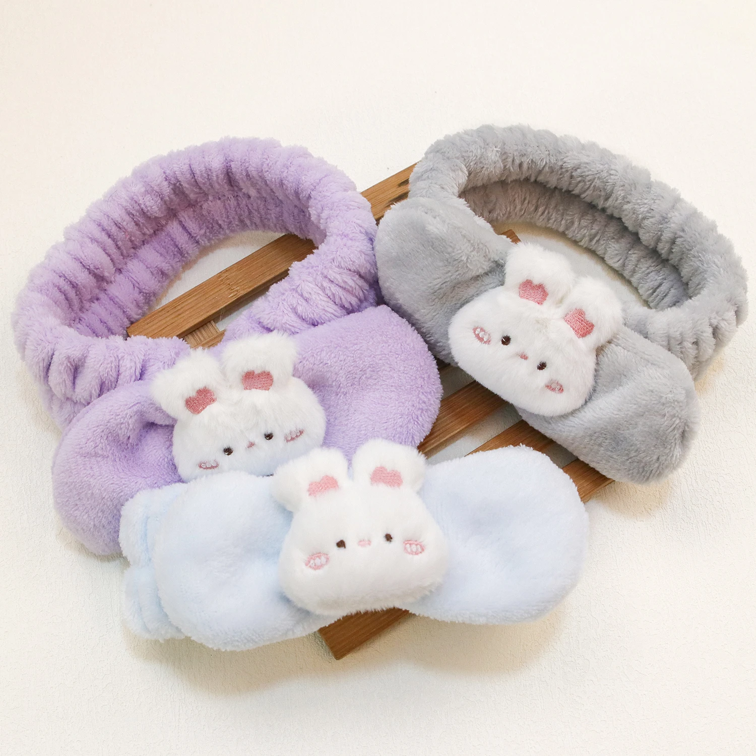 Cute Spa Headband Wristband Set Face Washing Soft Skincare Headbands Rabbit Hairband for Women Girls for Washing Face Make Up